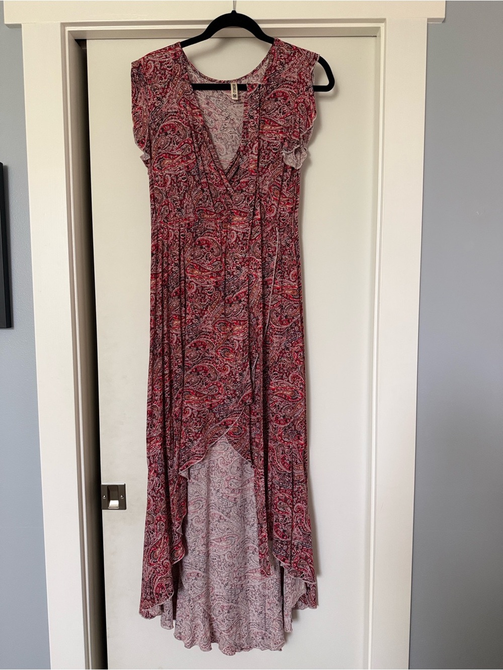 Women’s Paisley Hi-Low Maxi Dress in Red